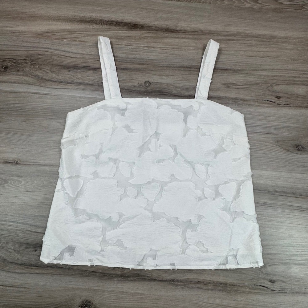 Banana Republic‎ White Floral Fil-Coupe Camisole Top Square Neck Small NWT
